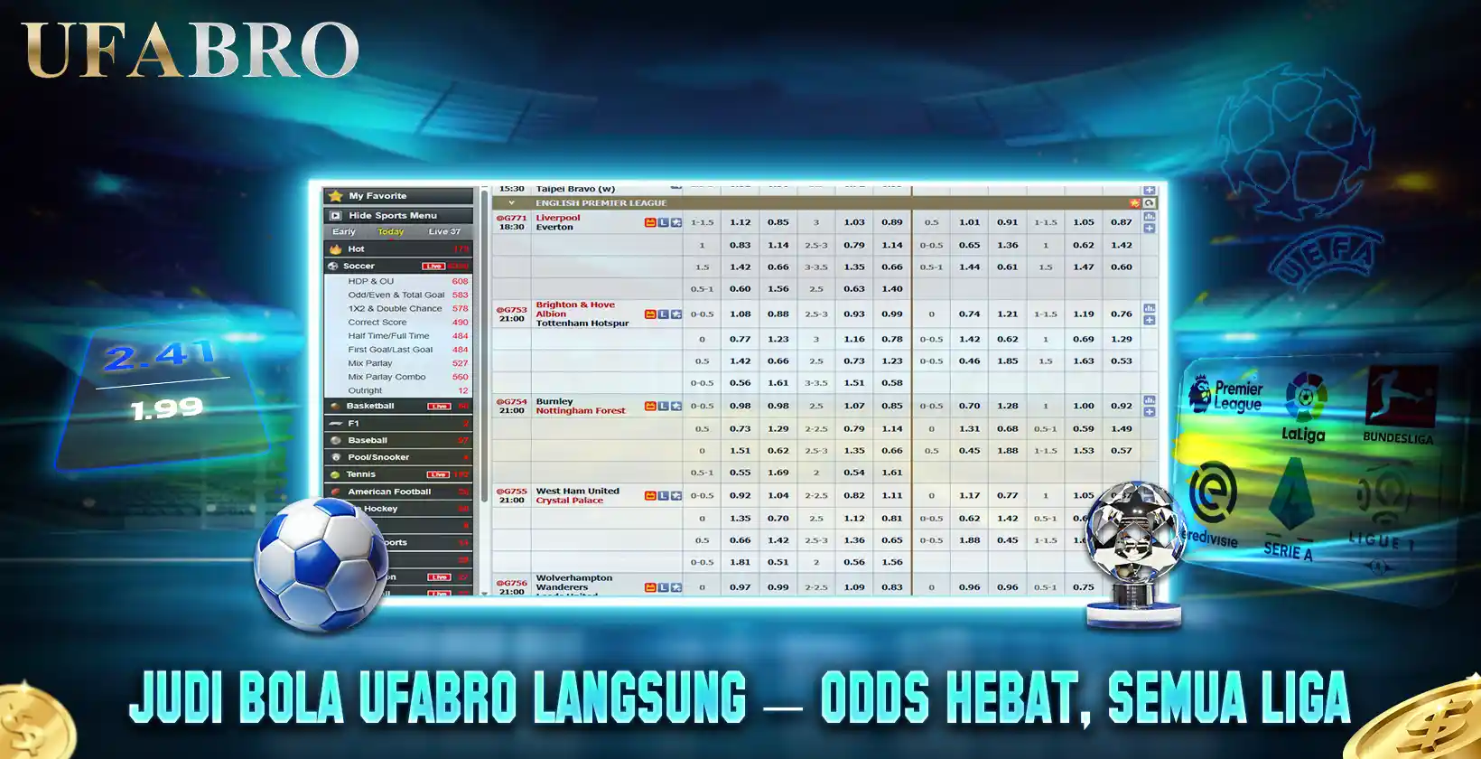 JUDI BOLA UFABRO Langsung — Odds Hebat, Semua Liga